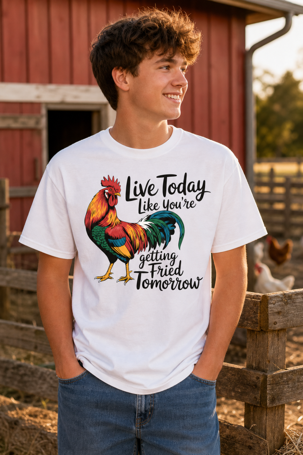 Live Today Like You're Getting Fried Tomorrow | funny-rooster-live-today-white-lifestyle.png