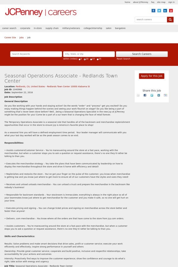 operations associate job description