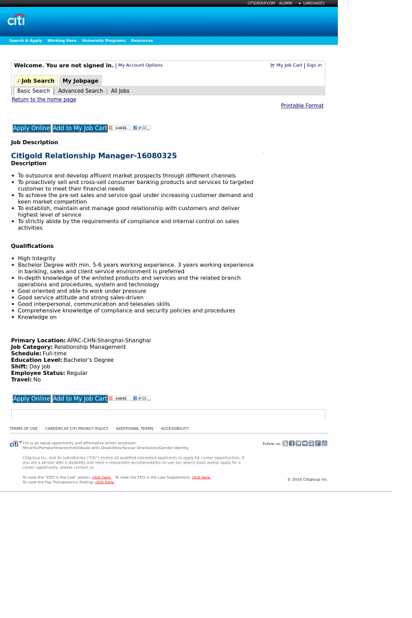 citigold relationship manager