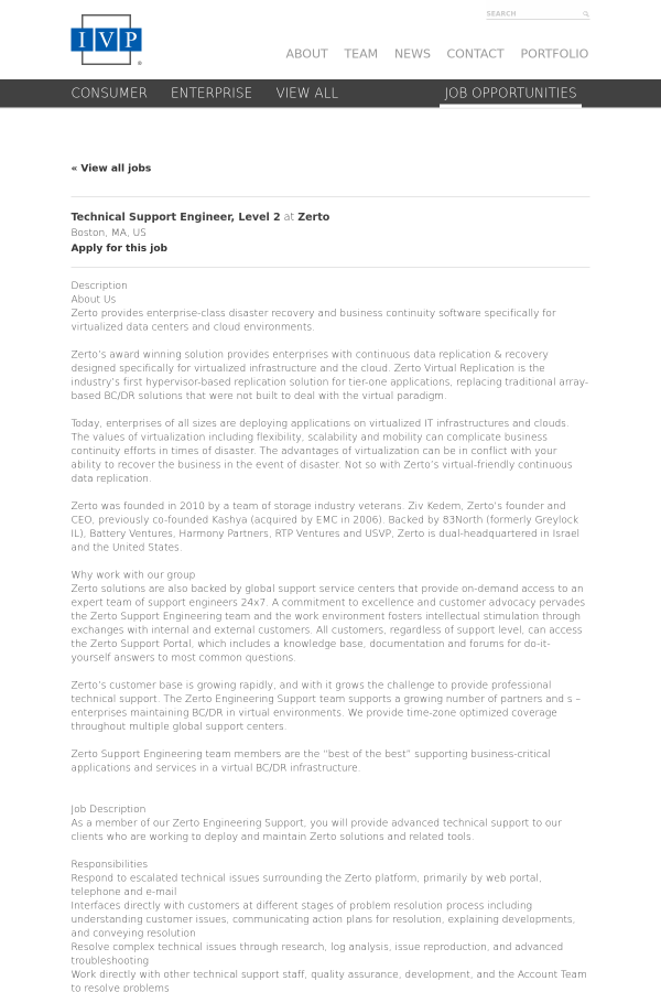 Technical Support Engineer, Level 2 job at Zerto in Boston, MA ... Technical Support Engineer, Level 2 job at Zerto in Boston, MA ...