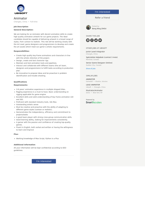 job description for animator