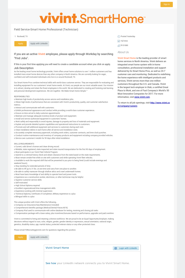 field service smart home professional job at vivint in rockwall