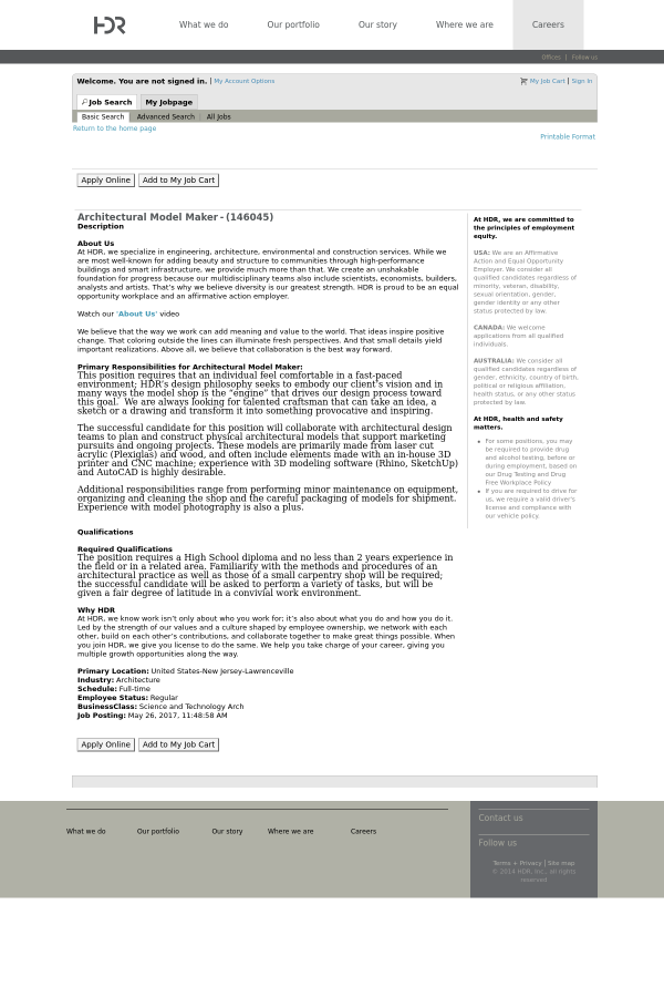 hdr architecture lawrenceville careers about us architectural model maker job at hdr in lawrenceville nj 7618141 hdr architecture lawrenceville careers about us architectural model maker job at hdr in lawrenceville nj 7618141