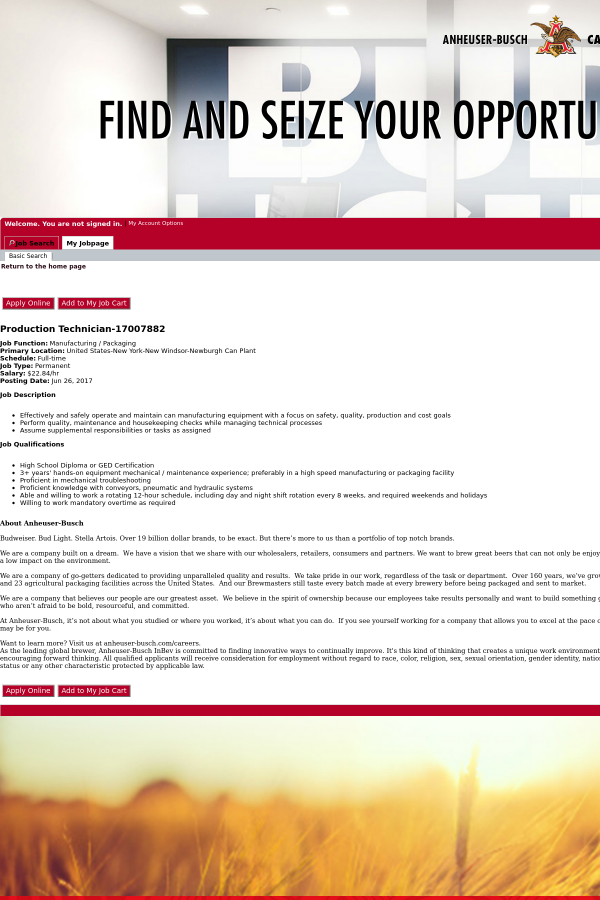 manufacturing technician job description