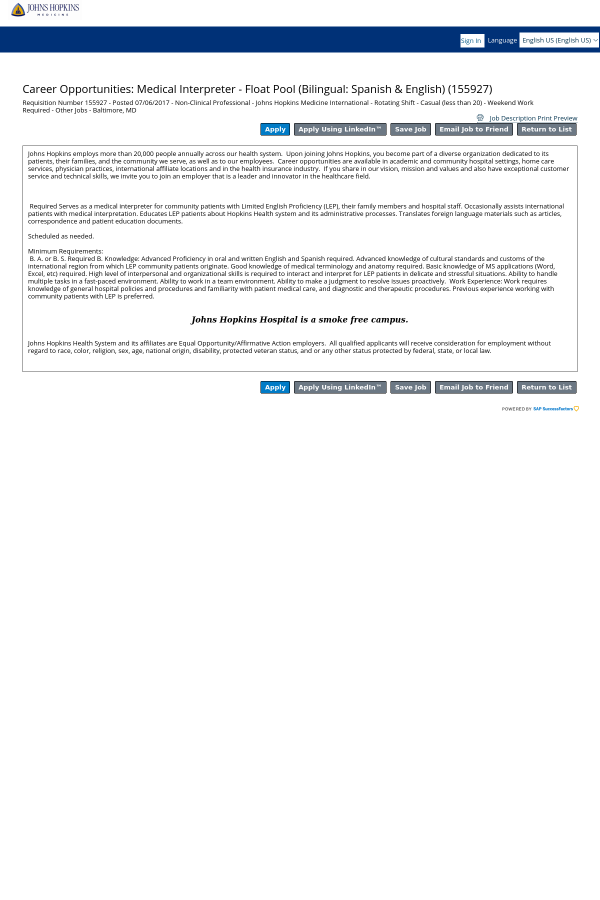 medical interpreter job description