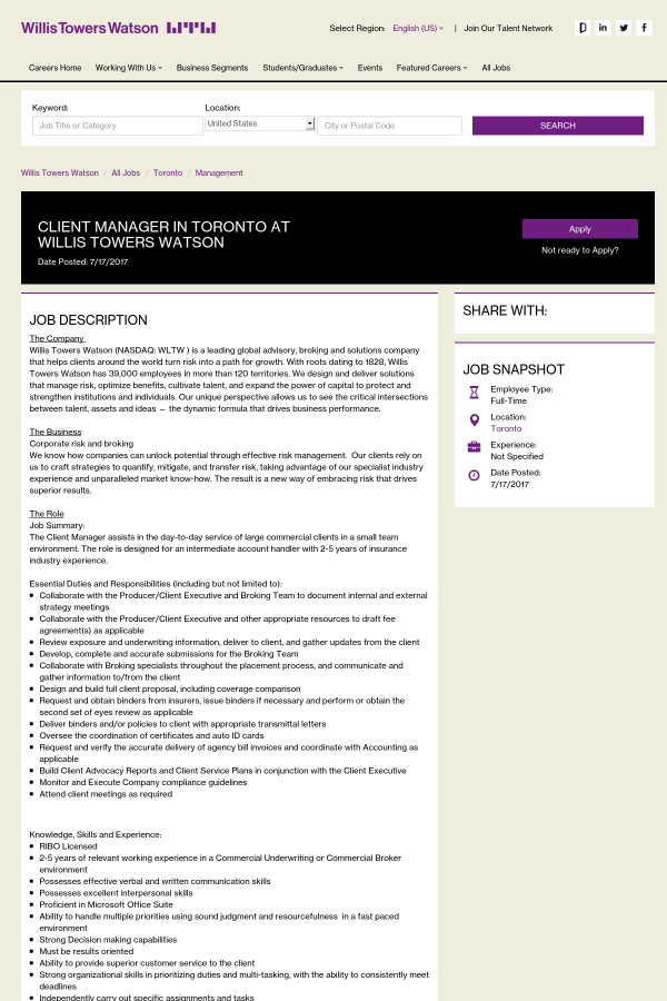 client manager job description