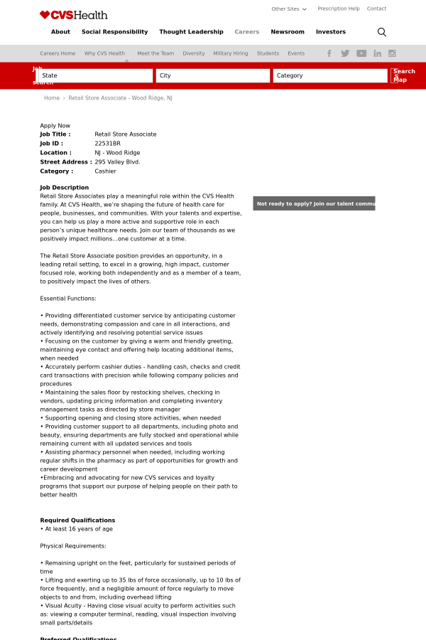 retail store associate job at cvs health in wood ridge nj cvs cashier job