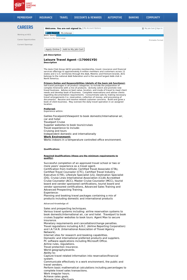 travel agent job description