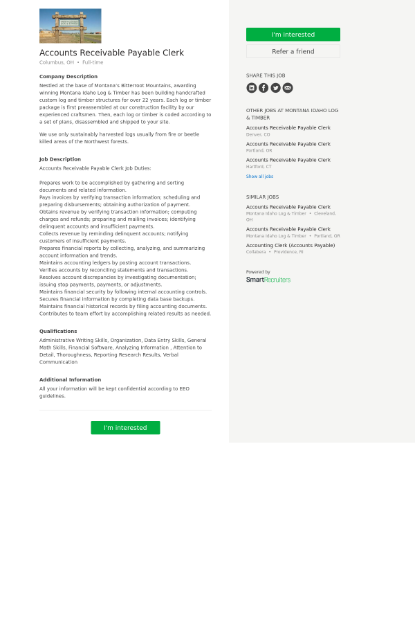 accounts receivable payable clerk job at montana idaho log and accounting payable clerk job description