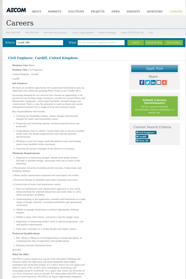 civil engineer job at aecom technology corporation in cardiff civil engineer requirements