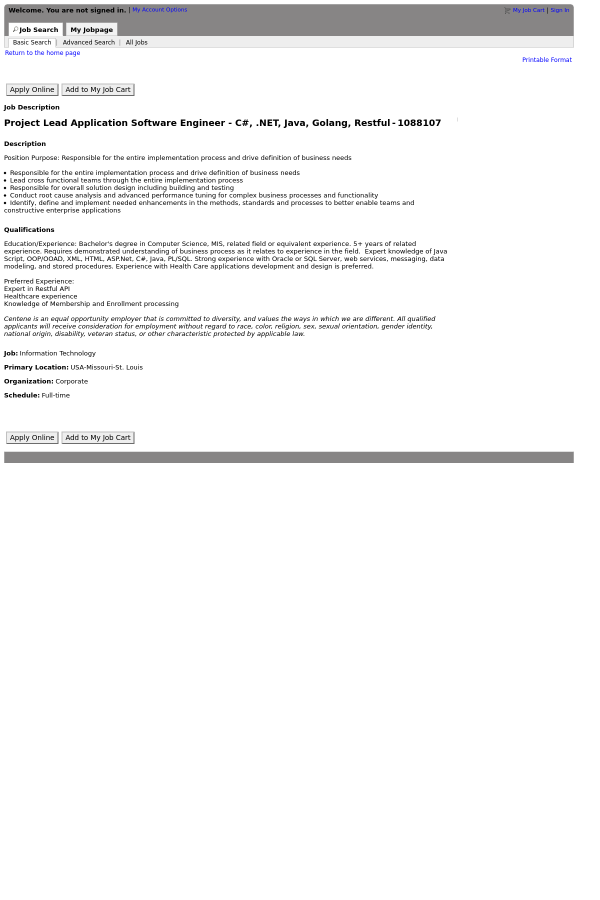definition of job lead