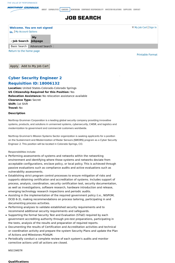cyber security engineer 2 job at northrop grumman job relocation assistance
