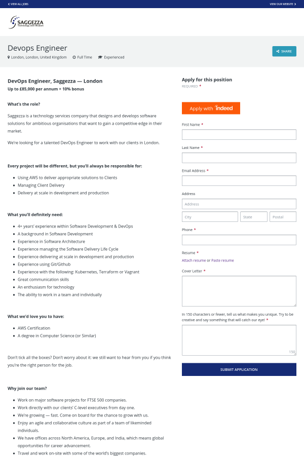 devops engineer job at saggezza in london united kingdom 12291248
