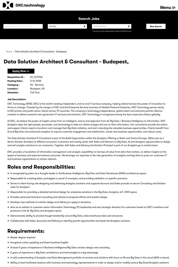 data solution architect consultant job at dxc technology in solution architect roles and responsibilities