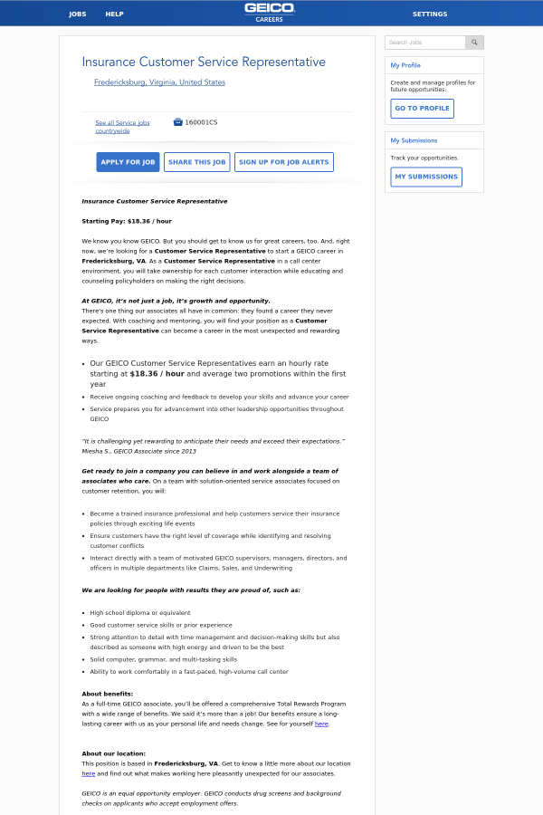 customer service representative job at geico in fredericksburg va geico sales representative