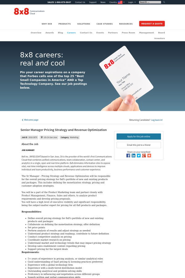 senior manager pricing strategy