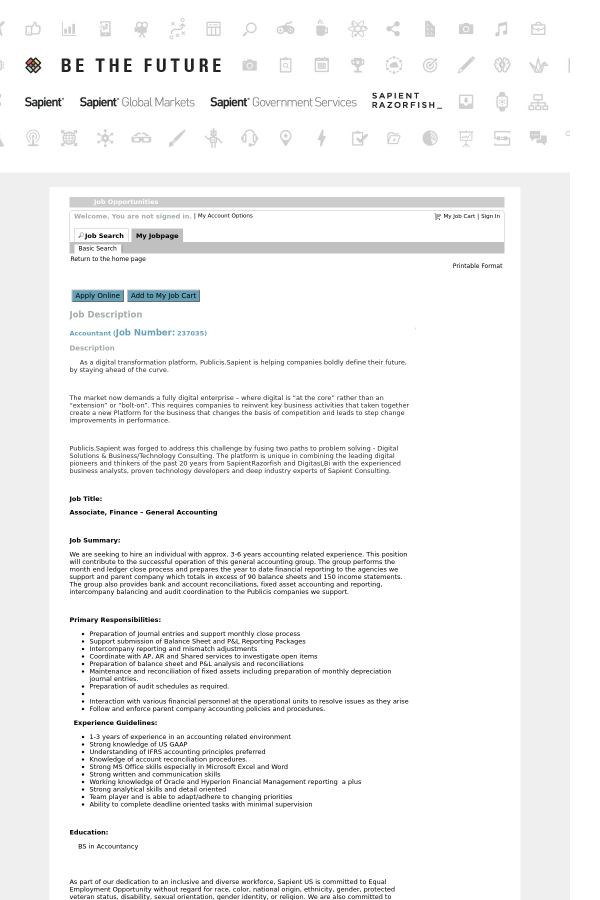 accountant job at sapient in boston ma 12937507 tapwage job search accounting job titles