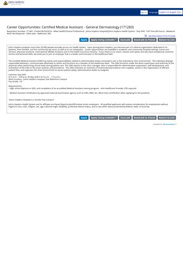 certified medical assistant general dermatology job at johns not certified medical assistant jobs