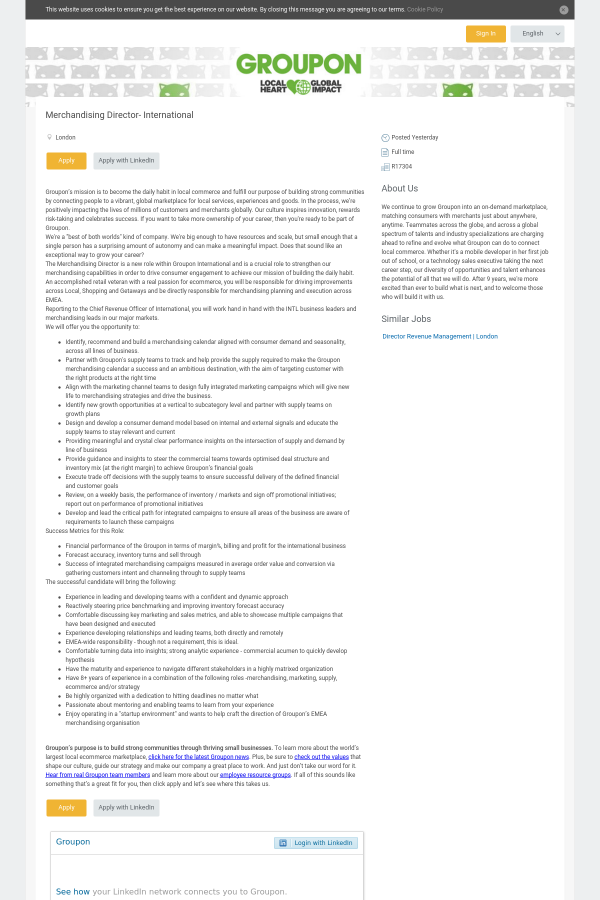merchandising director international job