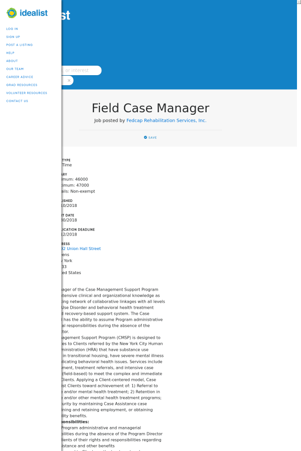 field case manager job at job posted by fedcap rehabilitation fedcap rehabilitation services