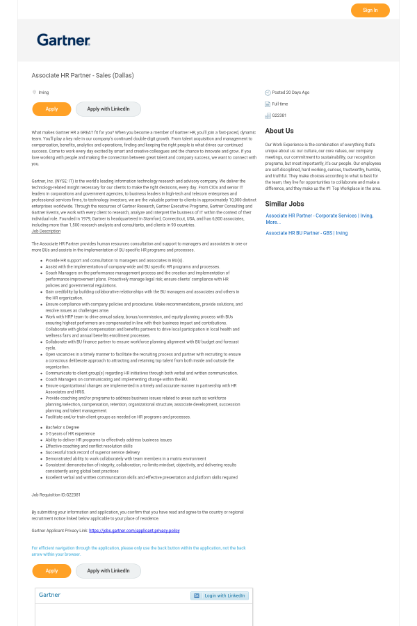 Hr Jobs In Dallas >> Associate Hr Partner Sales Dallas Job At Gartner In Hr Jobs In Dallas >> Associate Hr Partner Sales Dallas Job At Gartner In