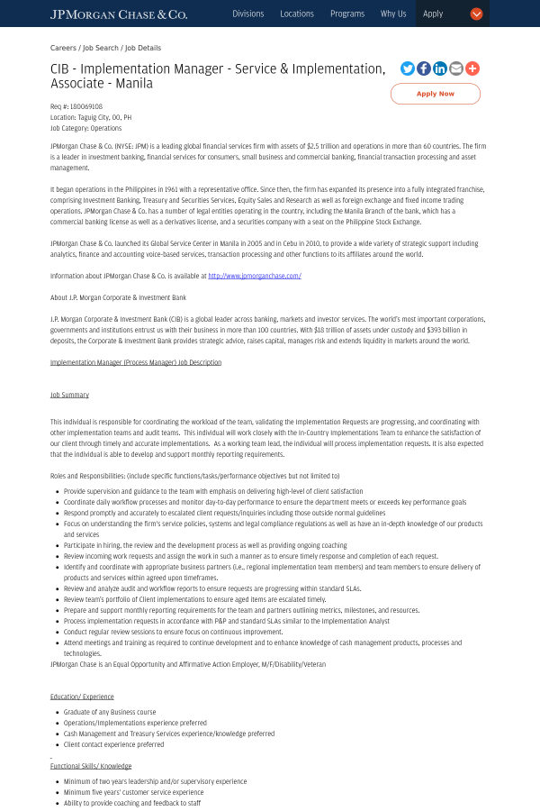 Cib Implementation Manager Service Implementation Associate