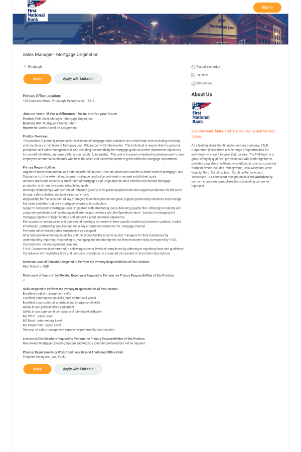 position title sales manager mortgage origination