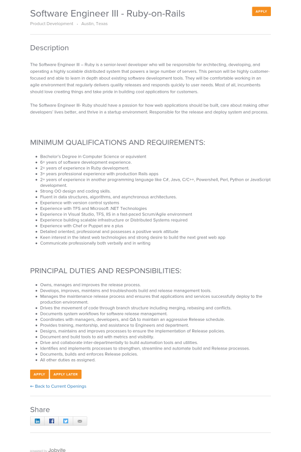 software engineer iii ruby on rails job at mindbody in austin tx responsibilities of a software engineer