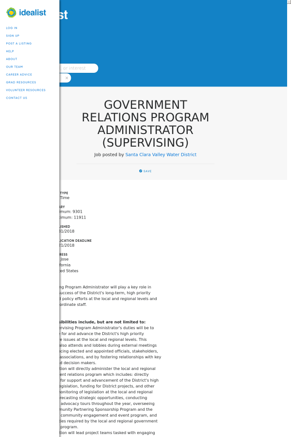 government relations program administrator job at job posted by