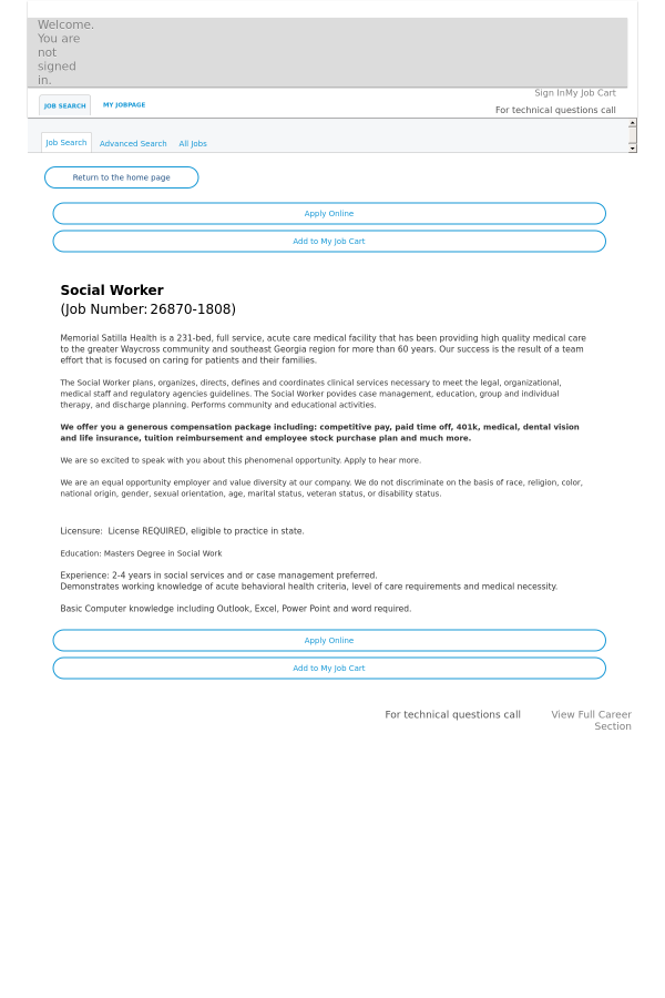 social worker job at hca holdings inc in waycross ga 14288634