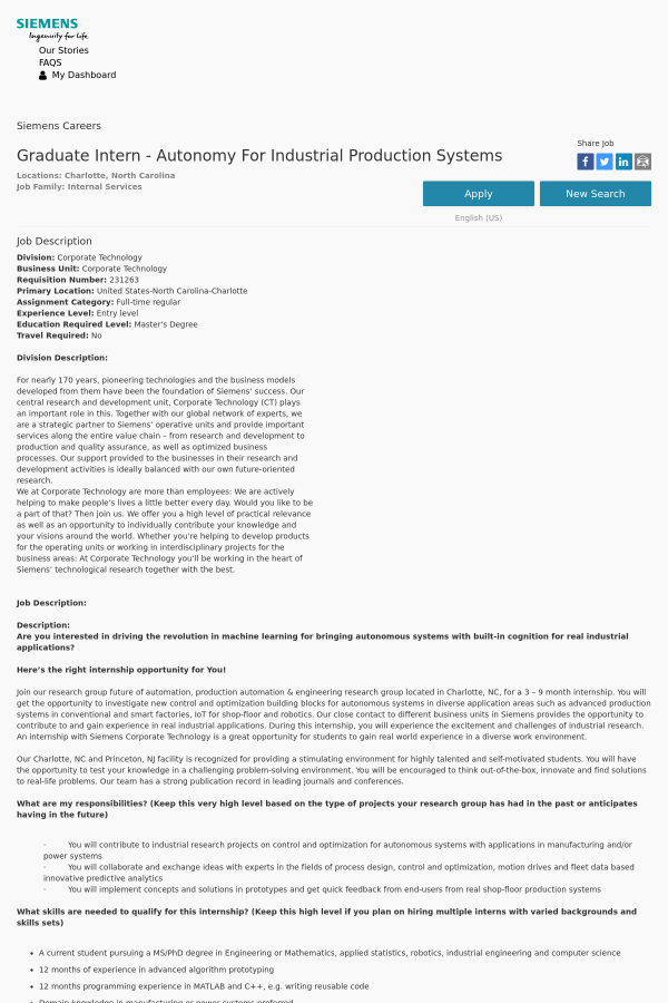 graduate intern autonomy for industrial production systems job at industrial engineering job description