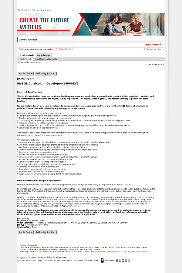 mysql curriculum developer job at oracle in united kingdom employment reviews questions