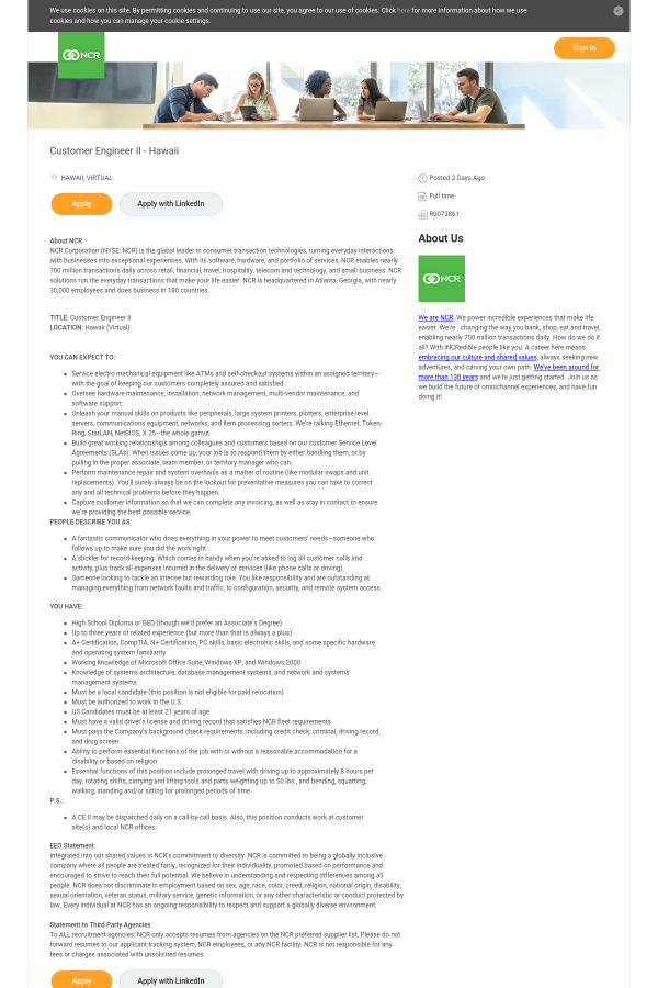 exceptional small work office diy about ncr customer engineer ii hawaii job at corporation in hawaii usa exceptional small work office diy about ncr customer engineer ii hawaii job at corporation in hawaii usa
