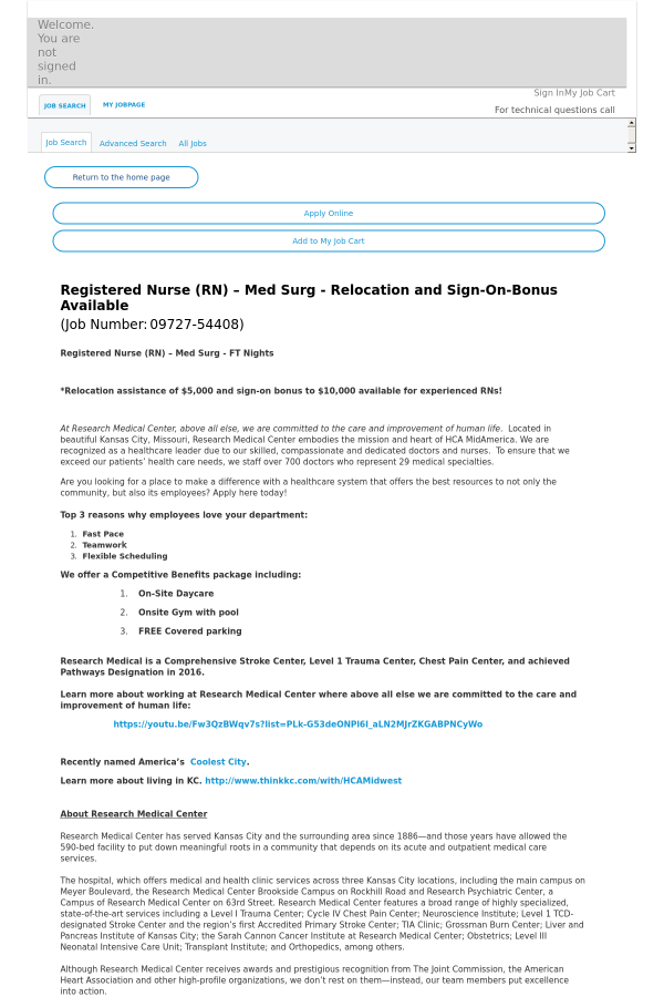 registered nurse med surg relocation and sign on job at hca jobs that offer relocation