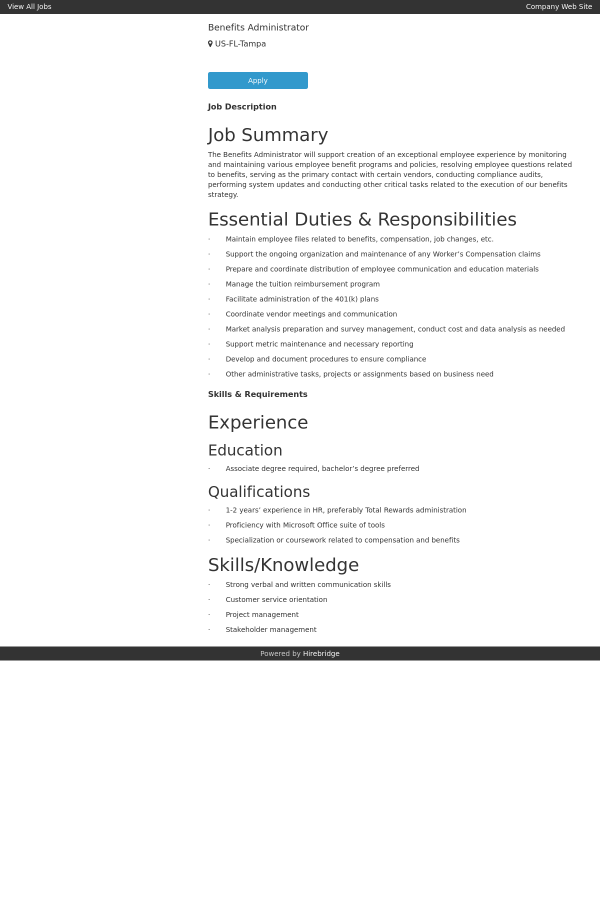 benefits administrator job at greenway health in tampa fl job description for benefits administrator