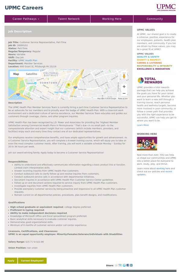 customer service representative job at upmc in pittsburgh pa how to become a good customer service representative