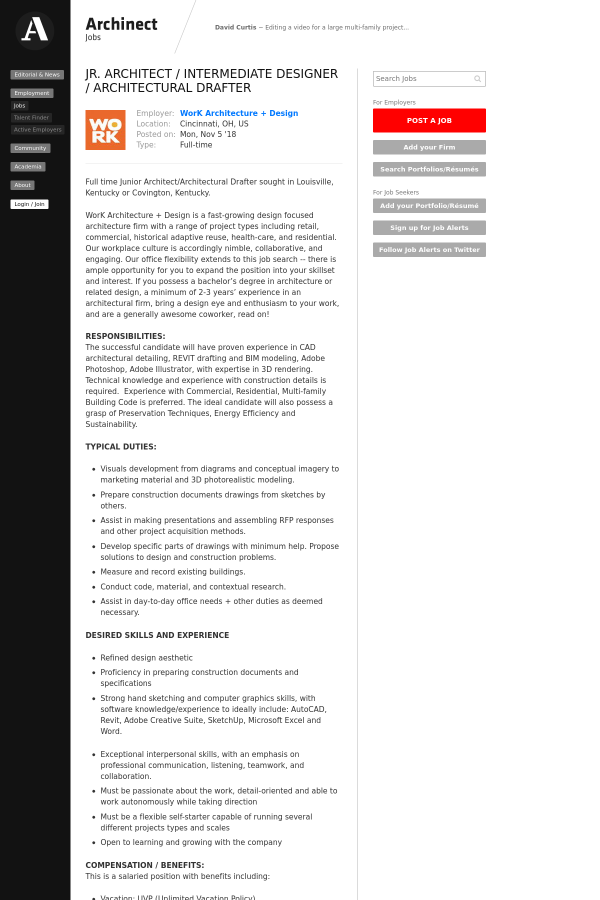 junior architect intermediate designer architectural drafter job work autonomously