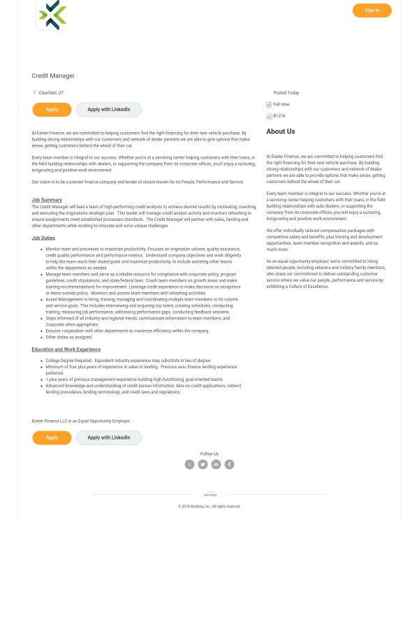 credit manager job at exeter finance in clearfield ut 15266495 credit applications for customers