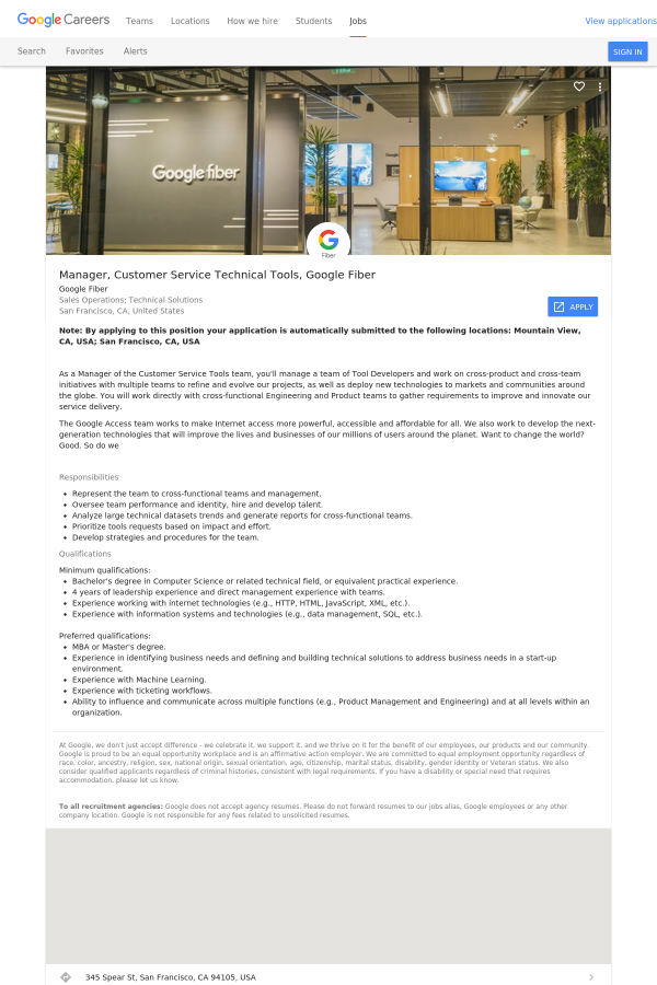 manager customer service technical tools google fiber job at google customer service jobs