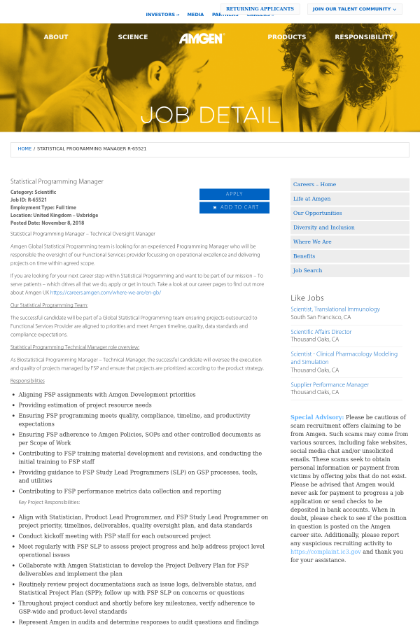 statistical programming manager job at amgen in london amgen careers