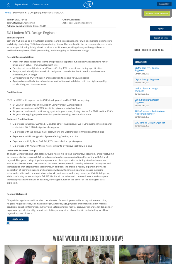 5g modem rtl design engineer job at intel in santa clara ca design engineer job description