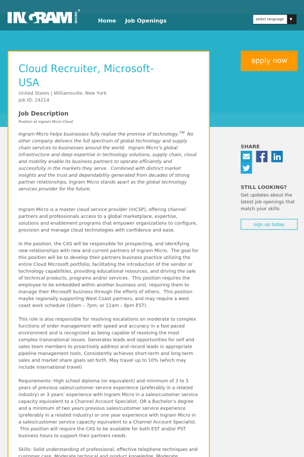 cloud recruiter microsoft job at ingram micro in new york city ny