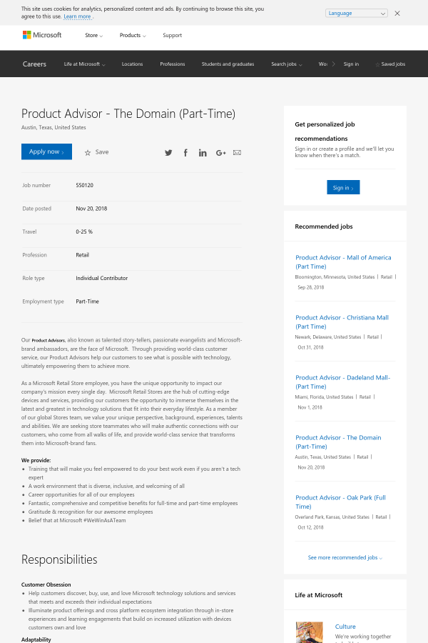 product advisor the domain job at microsoft in austin tx
