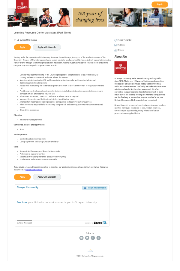 learning resource center assistant job at strayer university strayer university careers