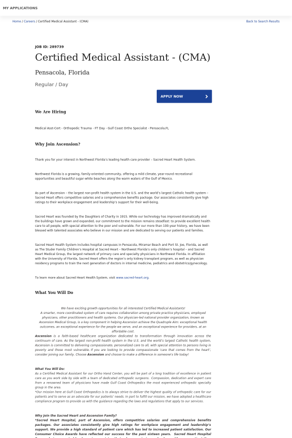 certified medical assistant cma job at ascension health in non certified medical assistant jobs