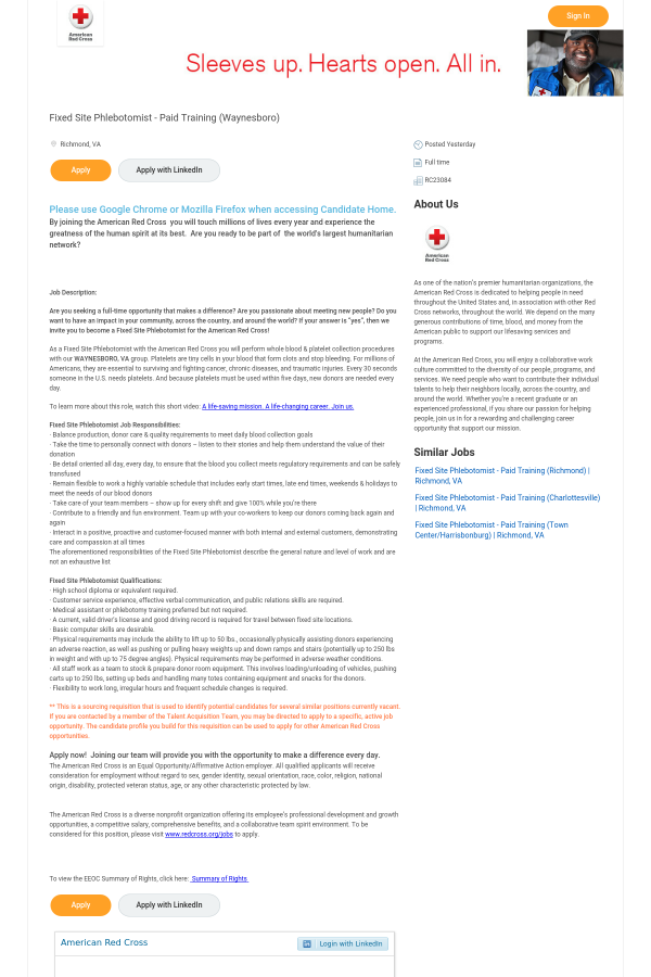 fixed site phlebotomist paid training waynesboro job at american jobs in waynesboro va