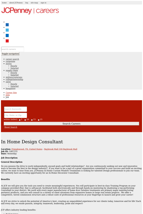 in home design consultant job at jcpenney in friendswood tx consultant jobs from home