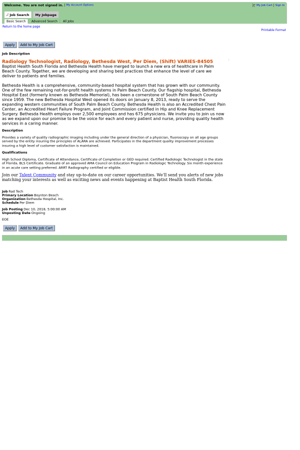radiology technologist radiology bethesda west shift varies job description for radiologic technologist