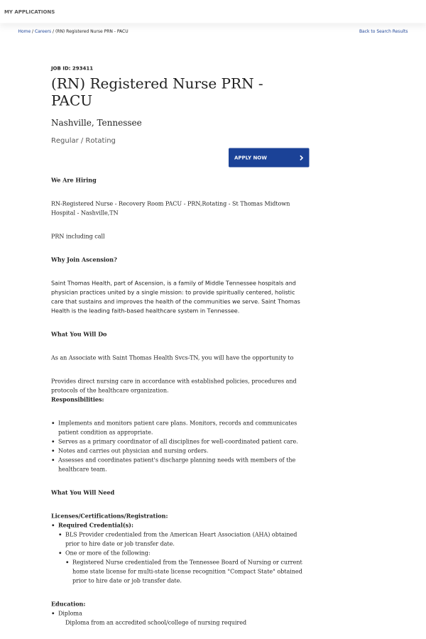 registered nurse registered nurse prn pacu job at ascension what is prn nurse