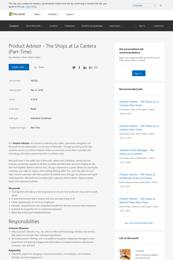 product advisor the shops at la cantera job at microsoft in san la cantera jobs